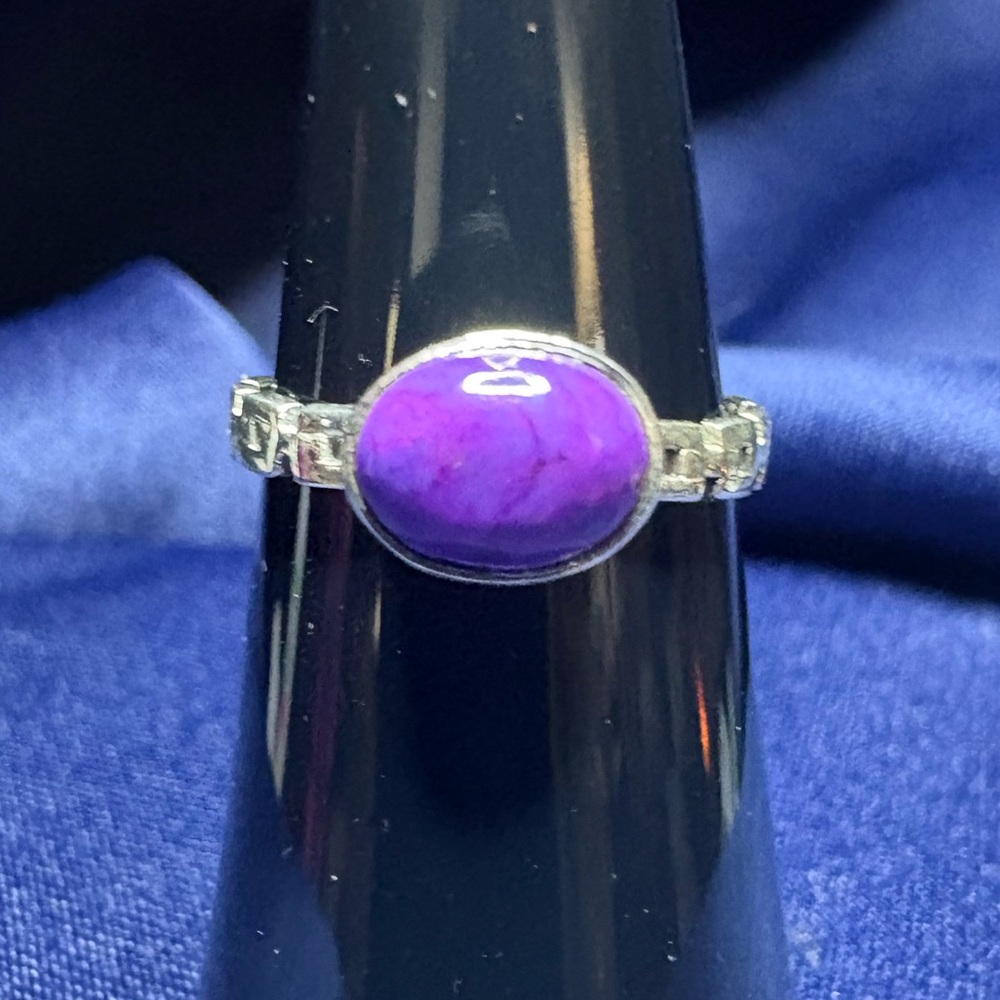Ring Purple Mojave 925 Sterling Silver Chain Link Band - Picture 5 of 8